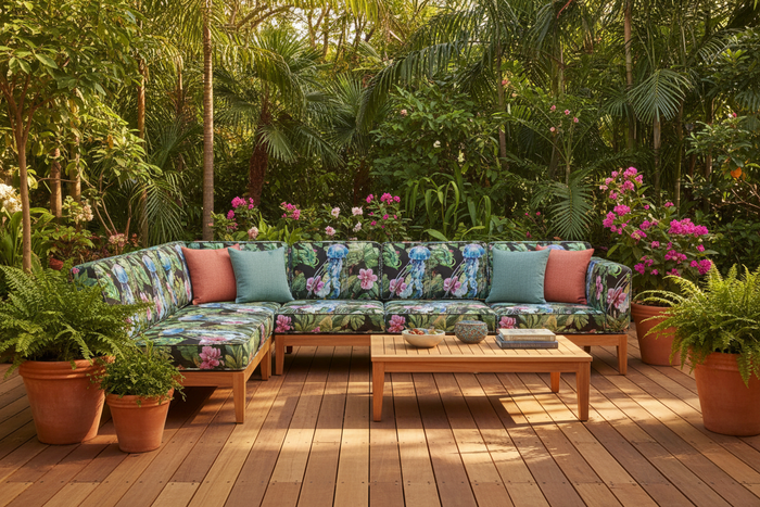 Colony Fabric Outdoor Sofa Scene