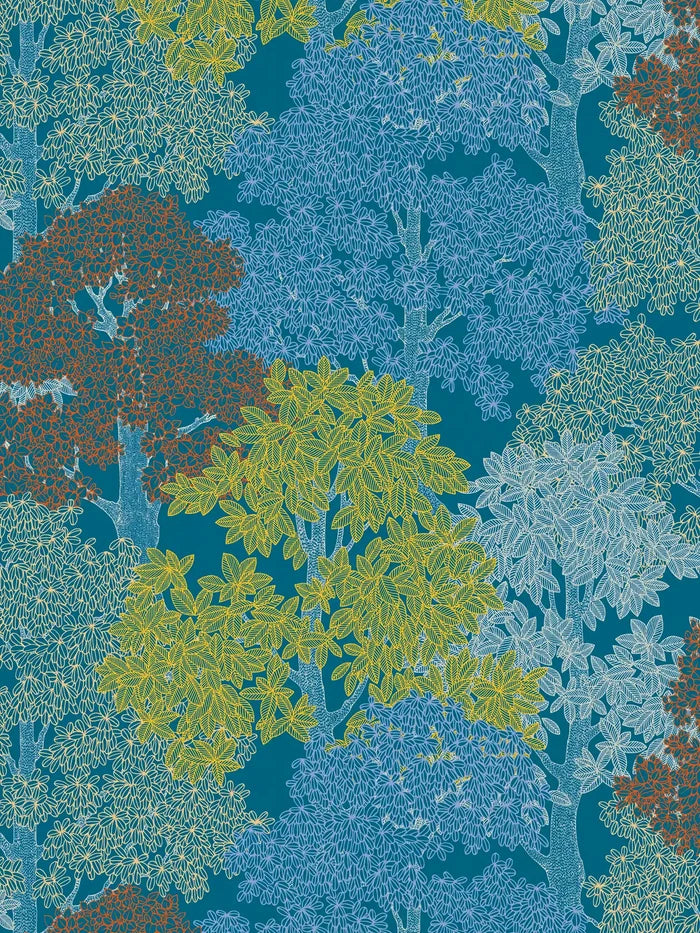 Colourful Forest Trees Wallpaper - Blue