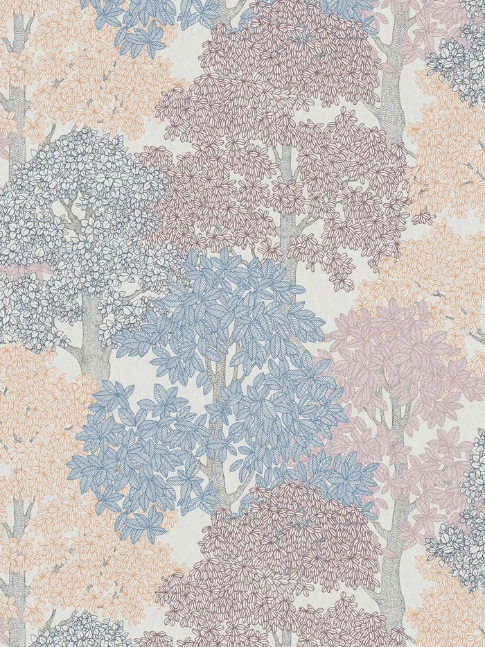 Colourful Forest Trees Wallpaper - Cream