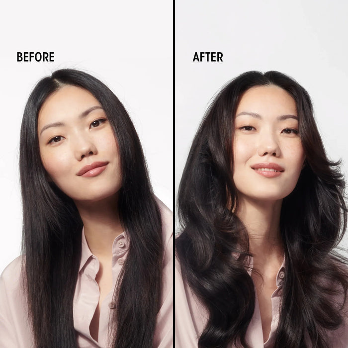 Shop Rescue Spa Conditioner for Magnificent Volume showing a model with before and after hair results