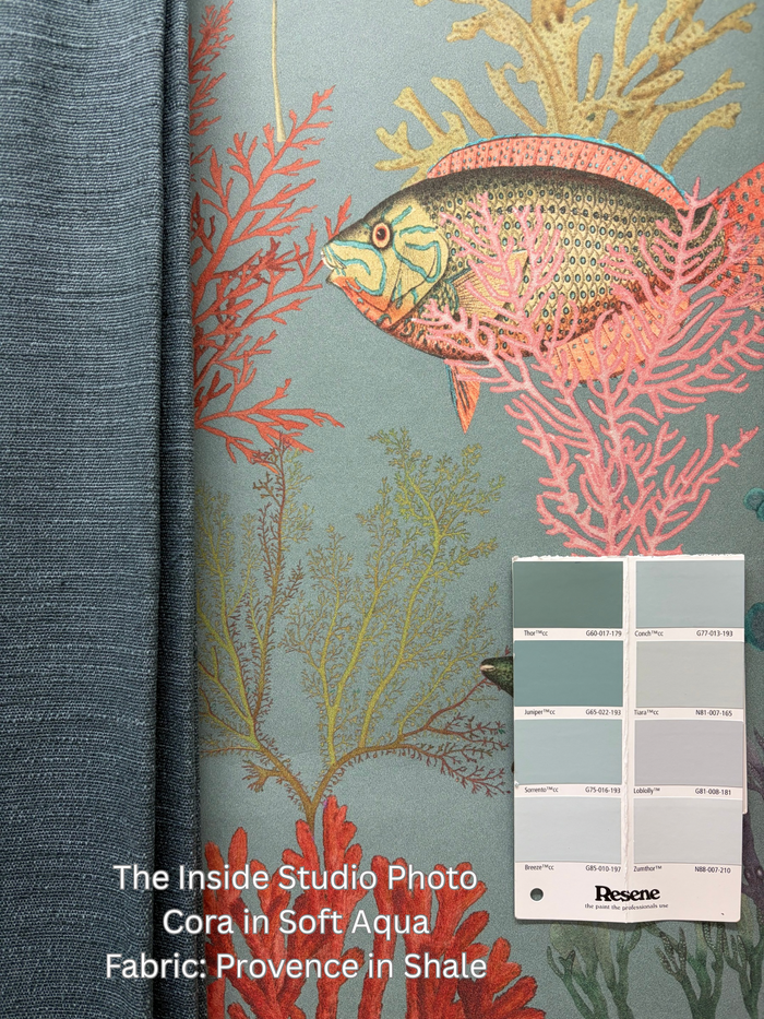 Cora Fish and Coral Wallpaper – Soft Aqua