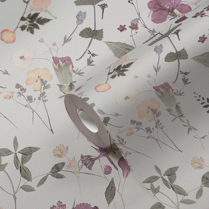 Country Floral Bouquet Wallpaper - Violet/Green