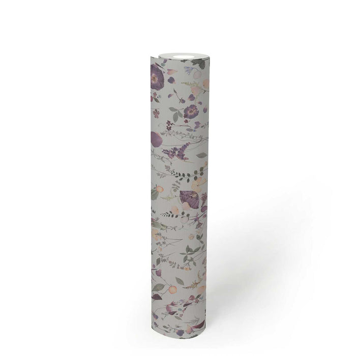 Country Floral Bouquet Wallpaper - Violet/Green