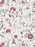 Country Floral Bouquet Wallpaper - White/Violet/Pink