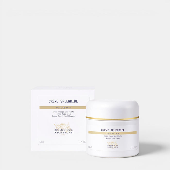 Shop Rescue Spa Biologique Recherche Creme Splendide firming and toning face cream in a white jar with matching box.
