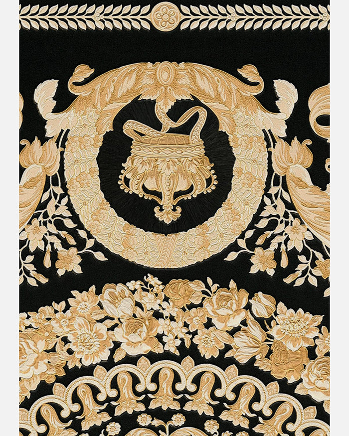 Versace Crown Moulding Wallpaper - Black/Gold/Creme