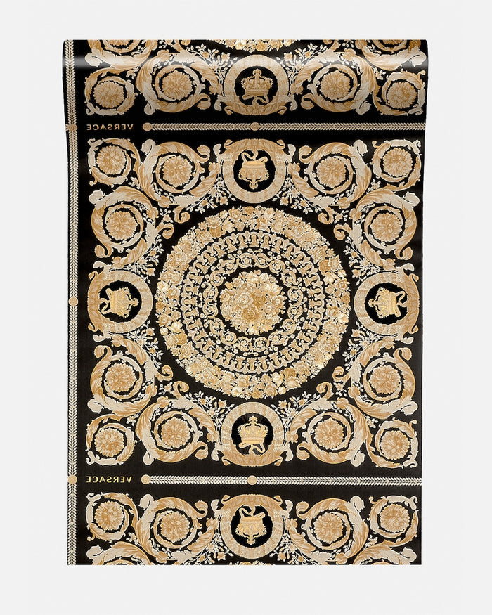 Versace Crown Moulding Wallpaper - Black/Gold/Creme