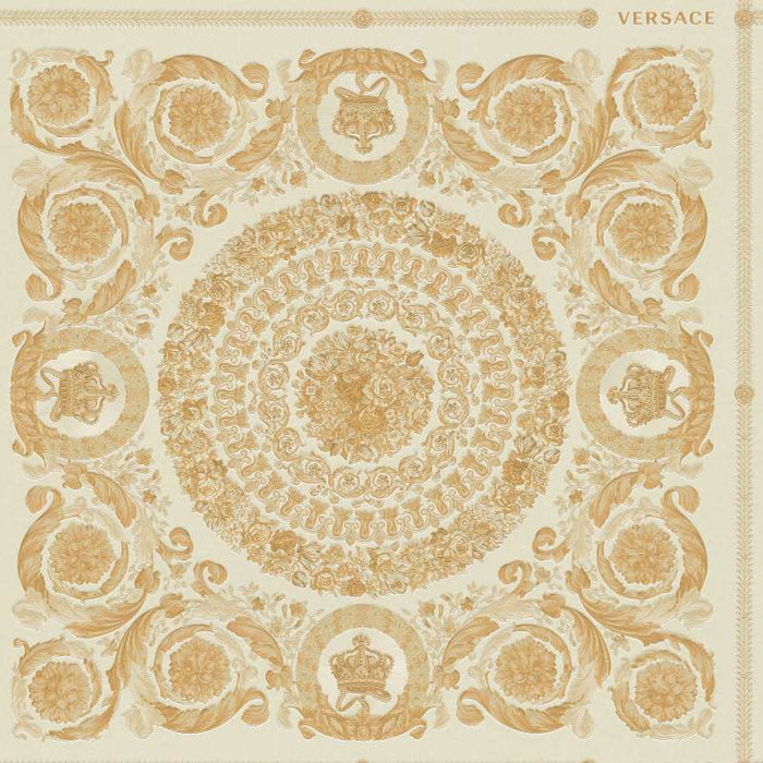 Versace Crown Moulding Wallpaper - Gold/Beige/Creme