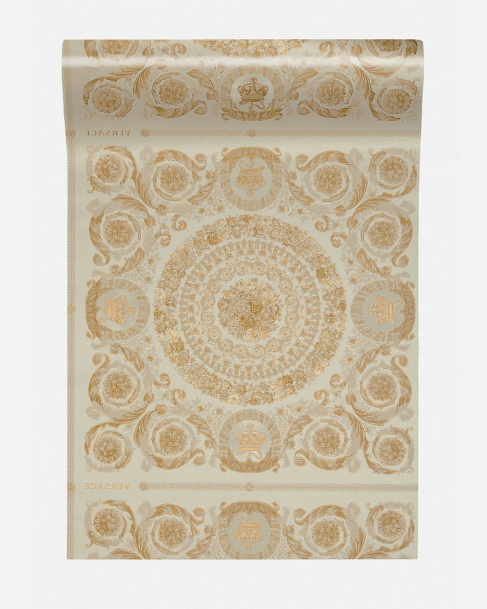 Versace Crown Moulding Wallpaper - Gold/Beige/Creme