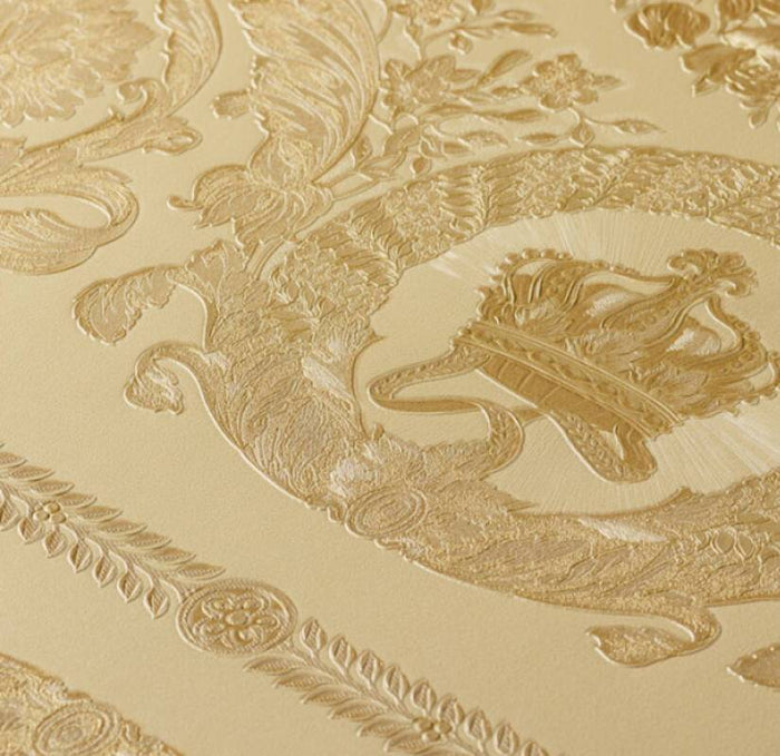 Versace Crown Moulding Wallpaper - Gold/Yellow