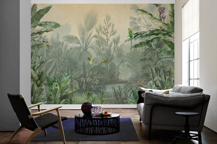 Cuba Tropics -   - Green - Custom Sized Wallpaper Mural (per m2)