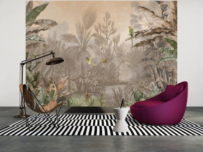 Cuba Tropics -   - Sepia - Custom Sized Wallpaper Mural (per m2)