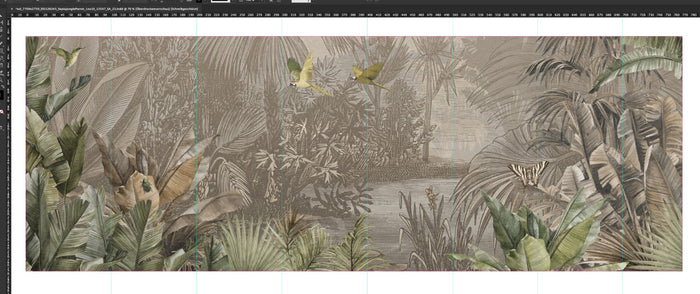 Cuba Tropics -   - Sepia - Custom Sized Wallpaper Mural (per m2)