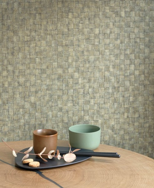 Damier Vinyl Big Weave  Wallpaper - Khaki
