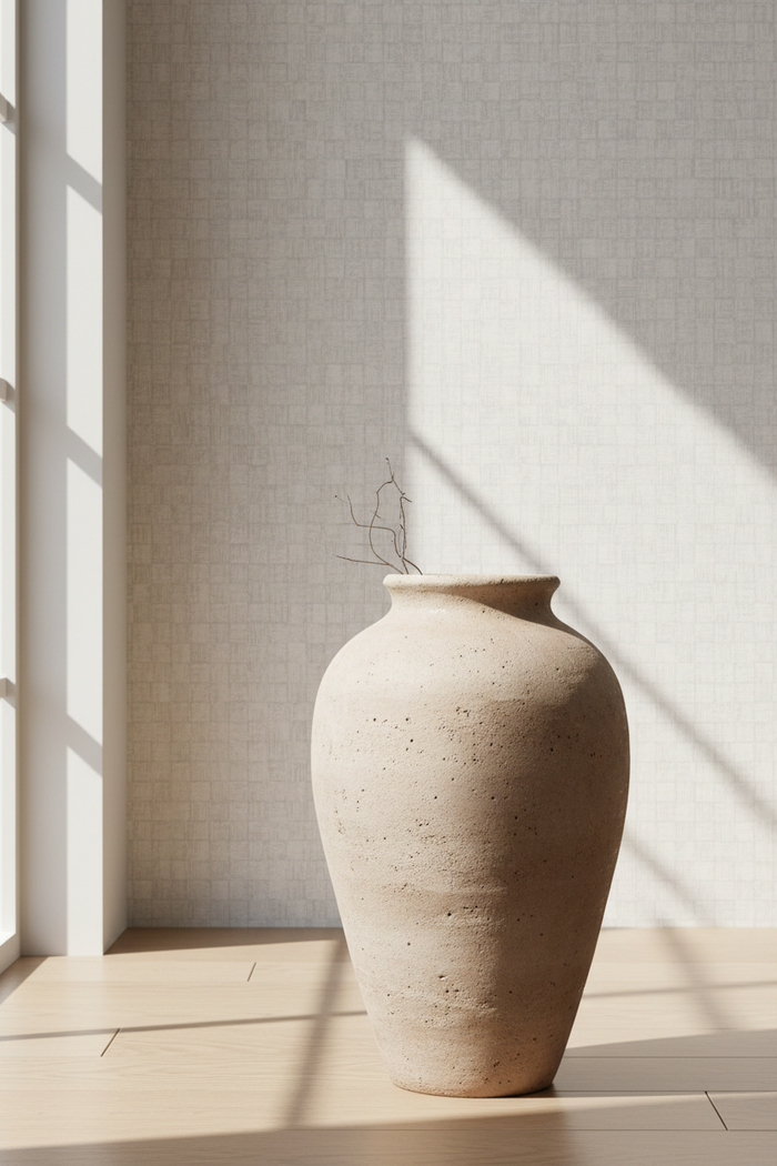 Damier Lightest Wash with clay vase