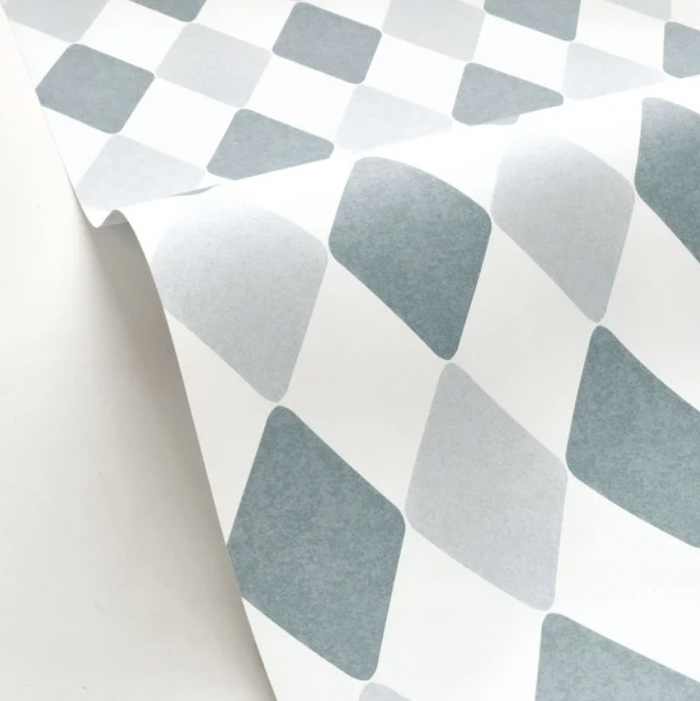 Danser Harlequin Wallpaper - Aquamarine & Powder Blue