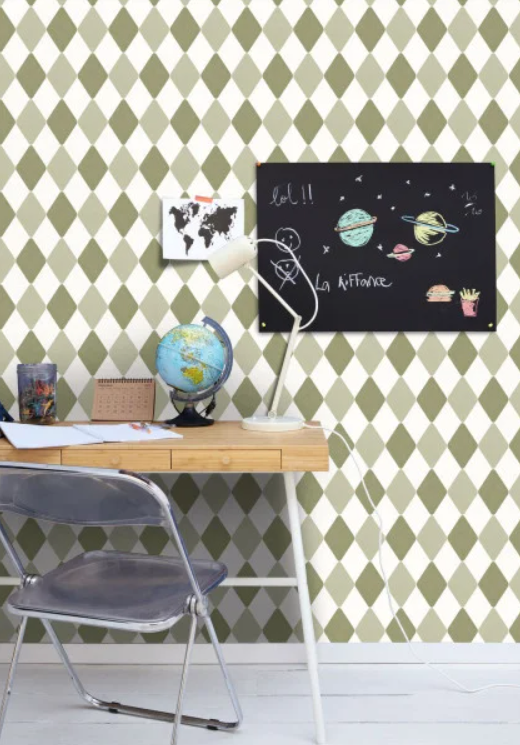 Danser Harlequin Wallpaper - Spring Green & Basil