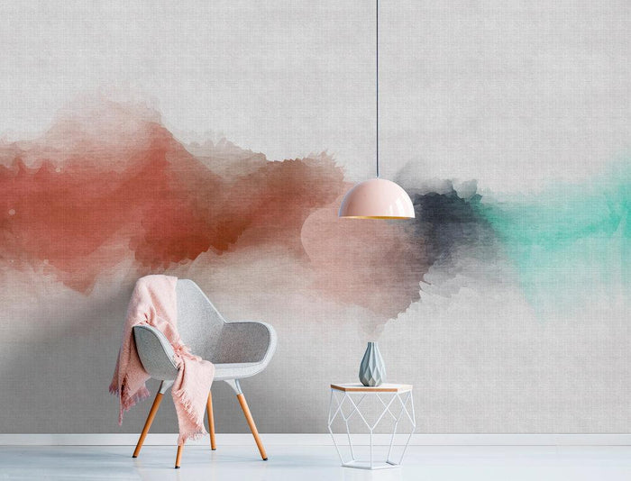 Daydream Cloud  - Orange/Green - Custom Sized Wallpaper Mural (per m2)