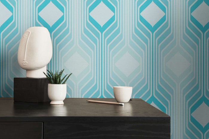 Deco Retro Wallpaper - Blue