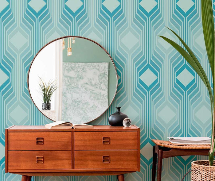 Deco Retro Wallpaper - Blue