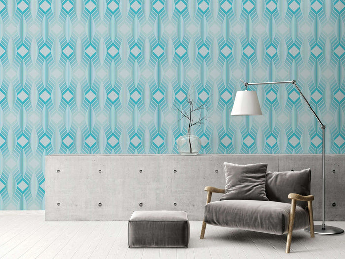 Deco Retro Wallpaper - Blue