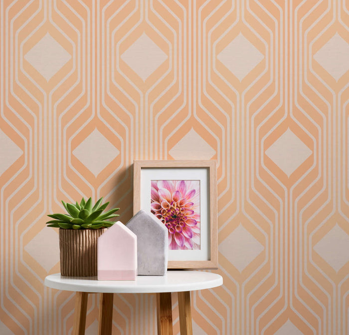 Deco Retro Wallpaper - Orange