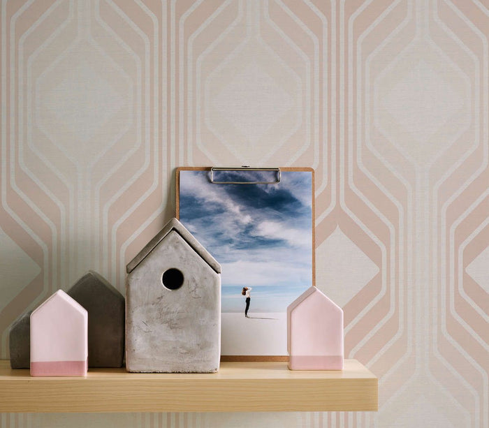 Deco Retro Wallpaper - Pearl White