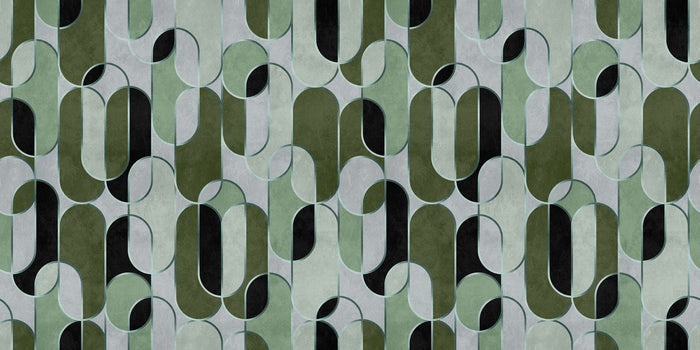Decovale Ovals  - Green - Custom Sized Wallpaper Mural (per m2)