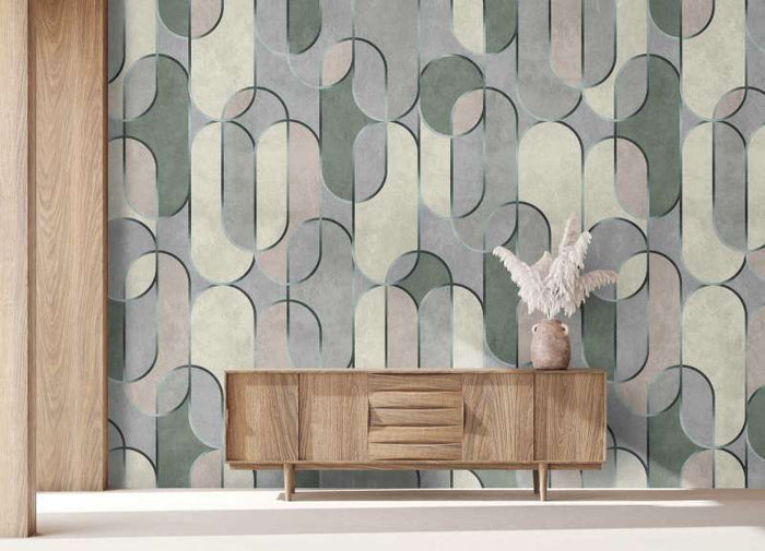 Decovale Ovals  - Grey - Custom Sized Wallpaper Mural (per m2)