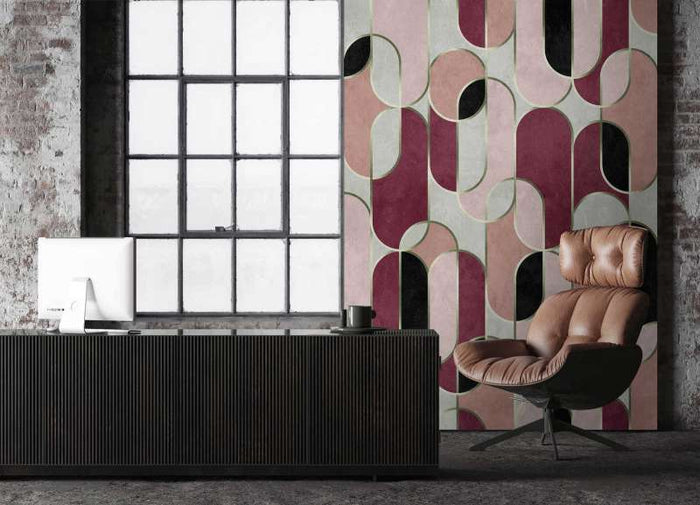 Decovale Ovals  - Pink - Custom Sized Wallpaper Mural (per m2)