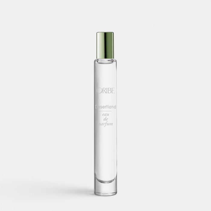 Shop Rescue Spa Desertland Eau De Parfum 10ml travel size glass spray bottle with a metallic green cap.