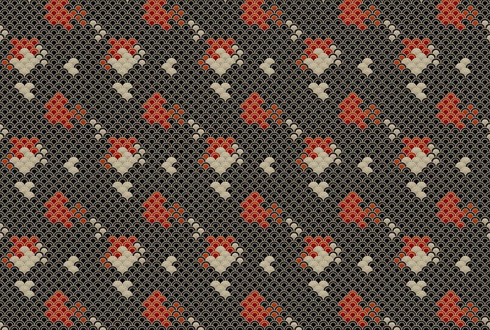 Digital Koi  - Koi 1 - Custom Sized Wallpaper Mural (per m2) - Black/Red