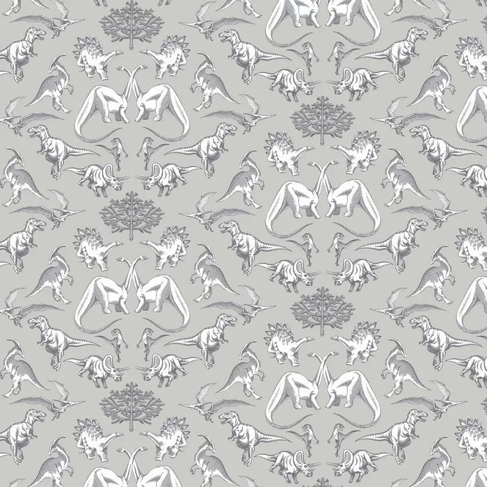 Dotty Dinosaurs Wallpaper - Grey