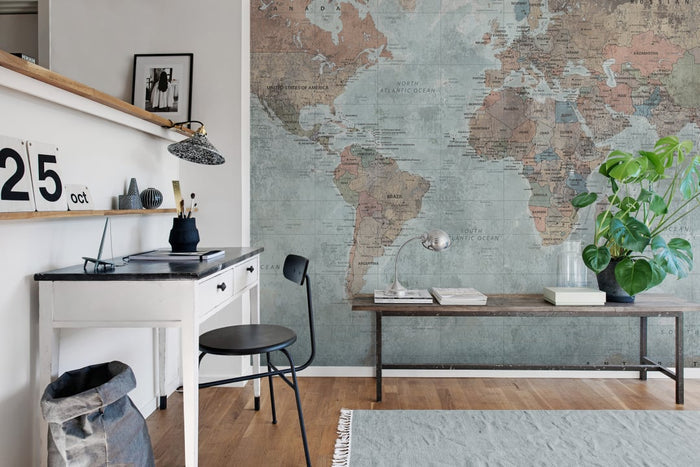 Dramatic World Map - Custom Sized Wallpaper Mural (per m2)