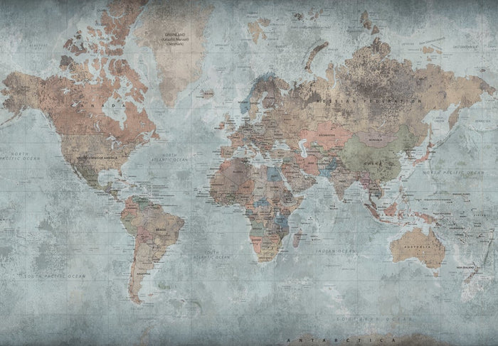 Dramatic World Map - Custom Sized Wallpaper Mural (per m2)