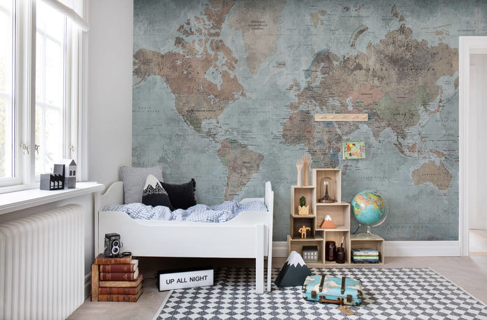 Dramatic World Map - Custom Sized Wallpaper Mural (per m2)