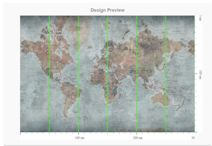 Dramatic World Map - Custom Sized Wallpaper Mural (per m2)