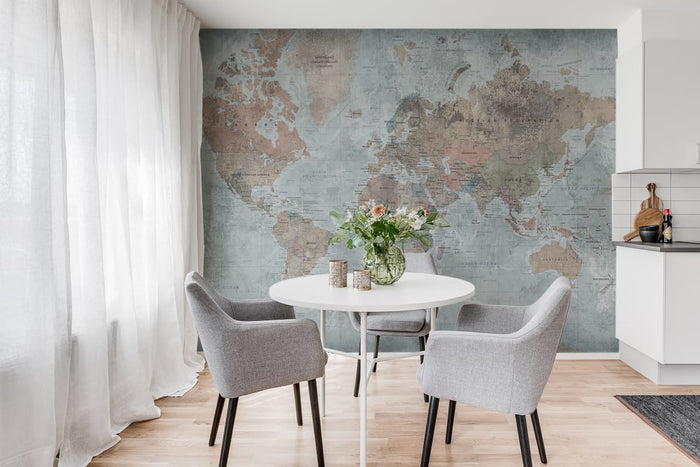 Dramatic World Map - Custom Sized Wallpaper Mural (per m2)