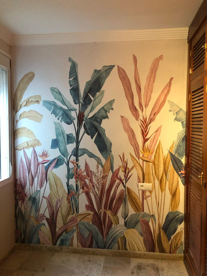 Dreamy Banana Leaf Mural - Real Photo