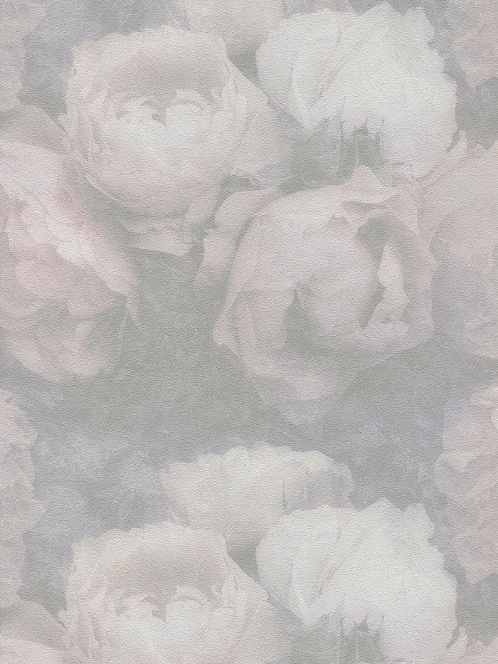 Dreamy Rose Wallpaper - Soft Grey- Discontinuing