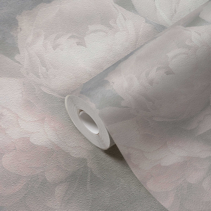 Dreamy Rose Wallpaper - Soft Grey- Discontinuing