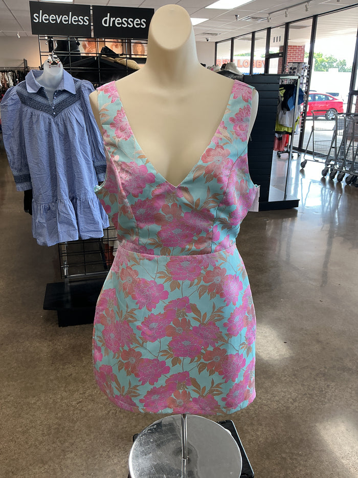 Dress Party Short By Clothes Mentor In Blue & Pink, Size:L