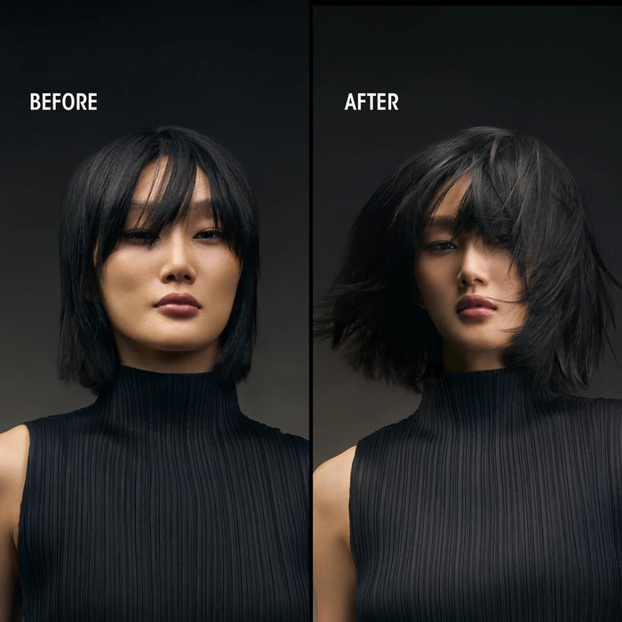 Shop Rescue Spa Dry Texturizing Spray before and after comparison showing increased hair volume and texture