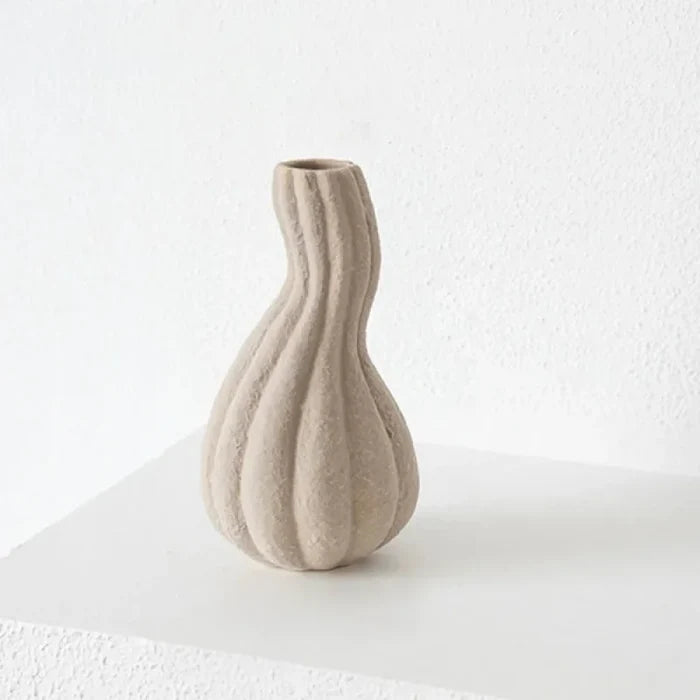 Ceramic Vase Textured Matte Finish Sculptural Neutral Tone Decorative Dried Flower Arrangement