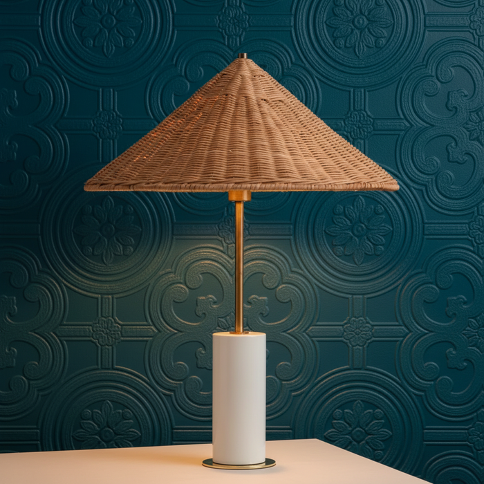 Lamp - White Base with Lyall Bay Anaglypta