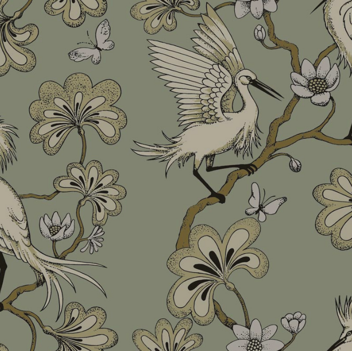 Egrets Florence Broadhurst Wallpaper - Mist