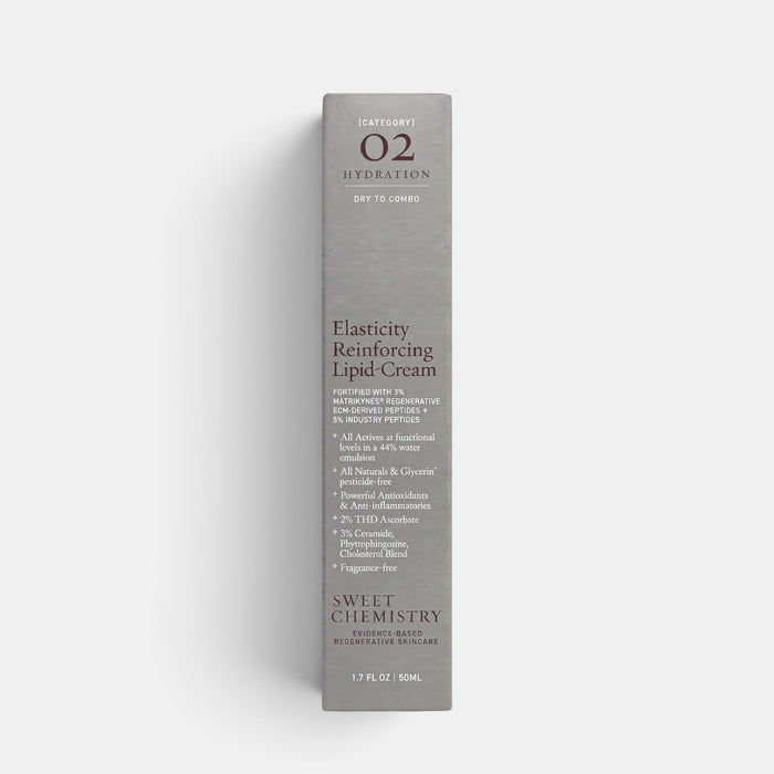 Shop Rescue Spa Elasticity Reinforcing Lipid-Cream box packaging with active ingredient details on grey background