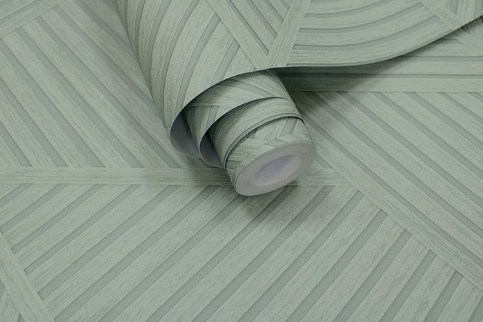 Elba Geometric Wood Panel Wallpaper – Sage - Last Roll