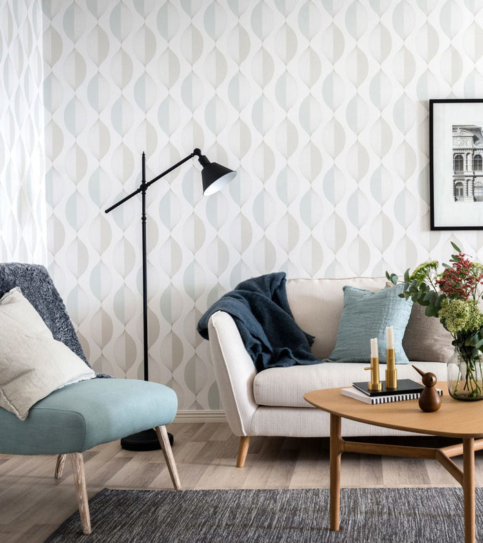 Ellips Wallpaper - Beige/Turquoise - Discontinuing - Last Roll