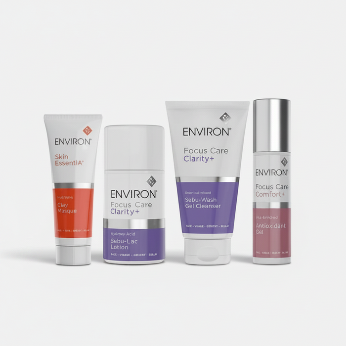 Shop Rescue Spa Environ Hydrating and Blemish Clearing skincare bundle featuring four professional treatment products.
